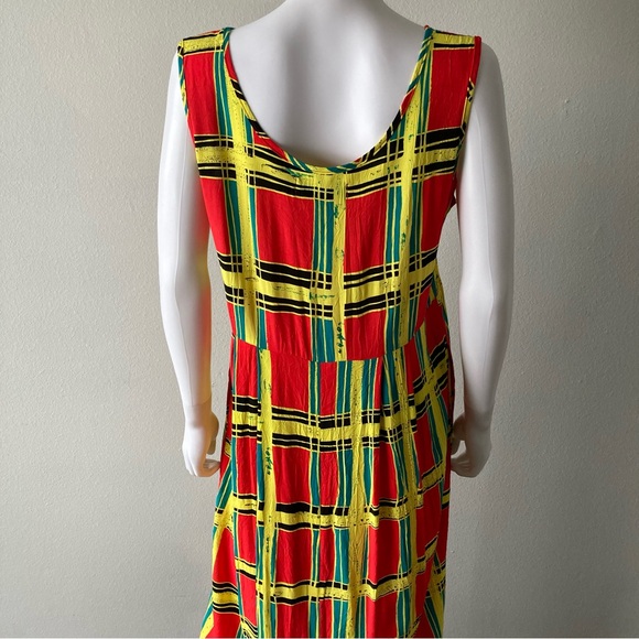 *SOLD* Jams World Vintage 1990’s Bright Plaid Print Maxi Dress - Picture 3 of 8